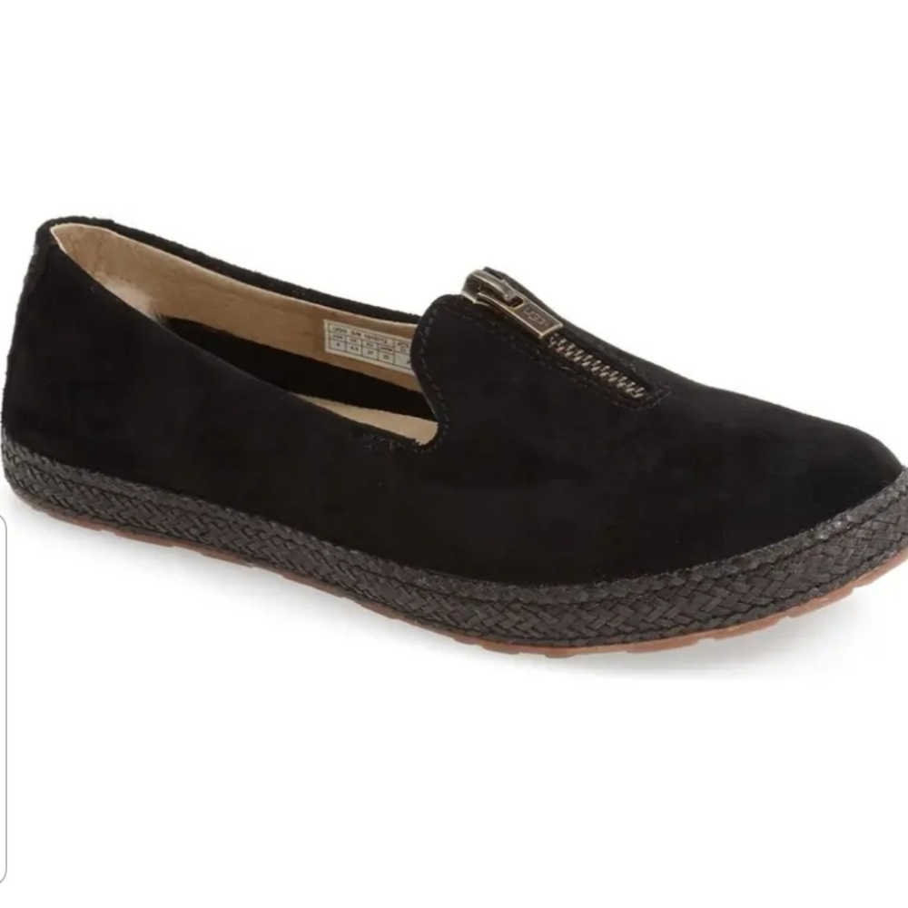 Ugg Selarra Flat Black Zipper Shearling Slipper 9